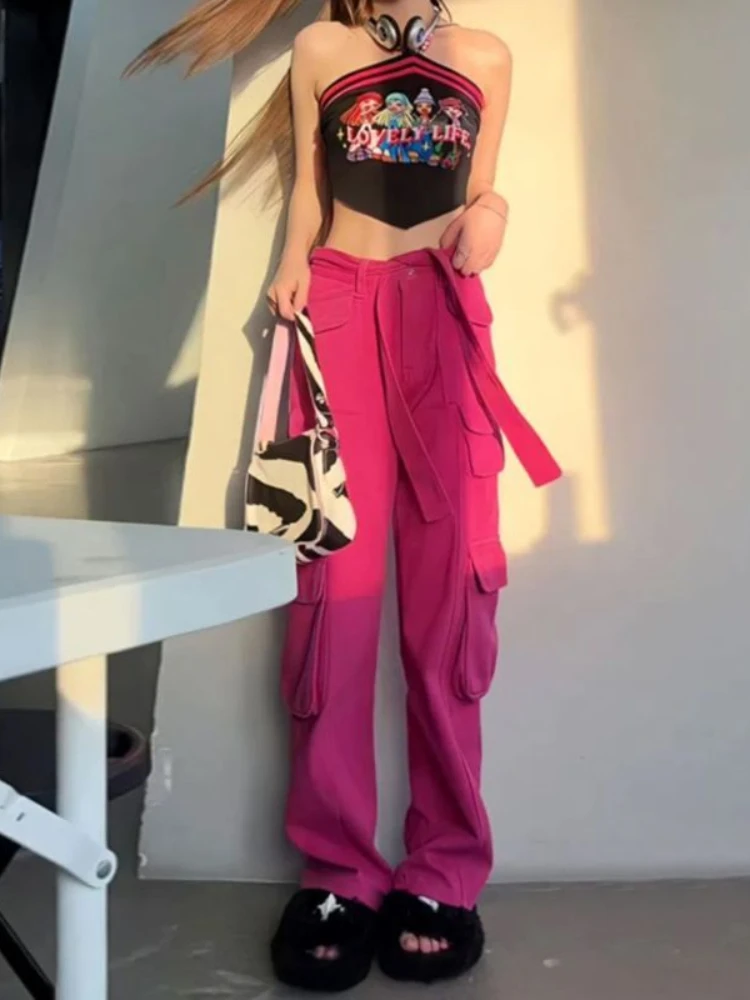 Mm Spring and Autumn High Street Y2k Pants  Joggers Women Multiple Pockets Loose Straight Casual Tooling  Cargo Pants Jeans