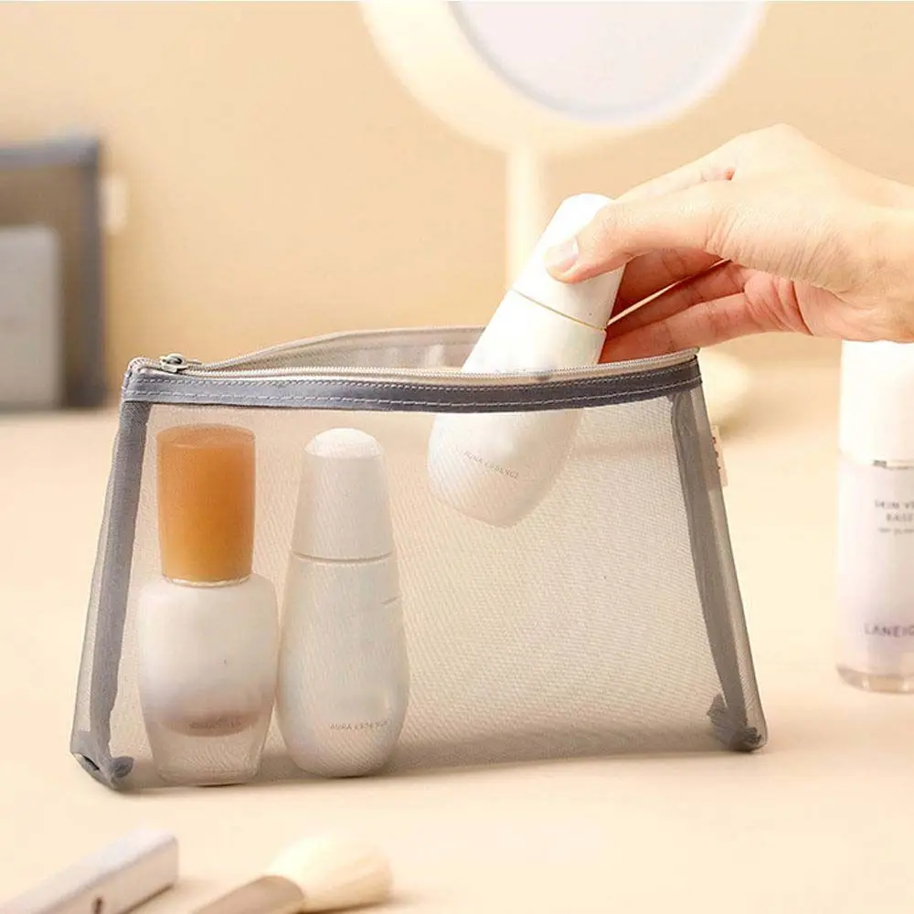 Convenient Transparent Travel Fashion Nylon Necessary Storage Bag Lipstick Bag Cosmetic Cases Makeup Bag