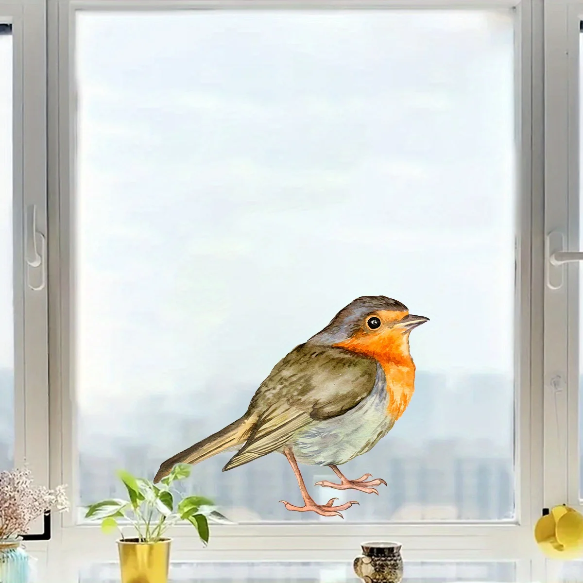 Watercolor Simulation Cute Bird Animal Window Stickers Removable for Bedroom Living Room Window Decoration Foyer Wall Decals wall stickers window stickers