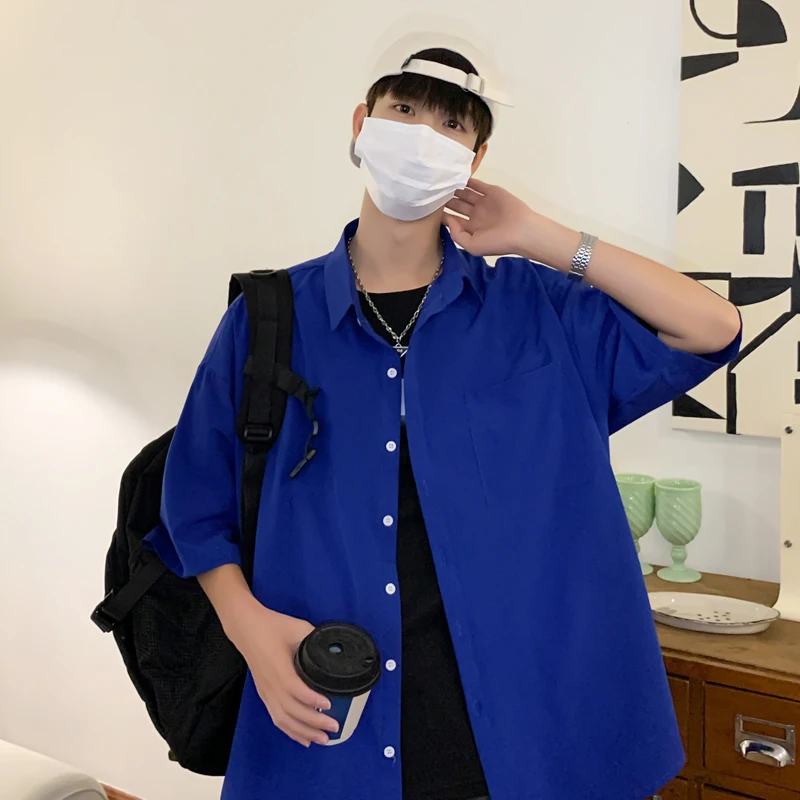 LAPPSTER Ice Solid Korean Pockets Shirts Blouses Summer Smooth Short Sleeve Shirt Japanese Streetwear Oversize Cargo Shirts casual short sleeved shirt,short sleeved shirt