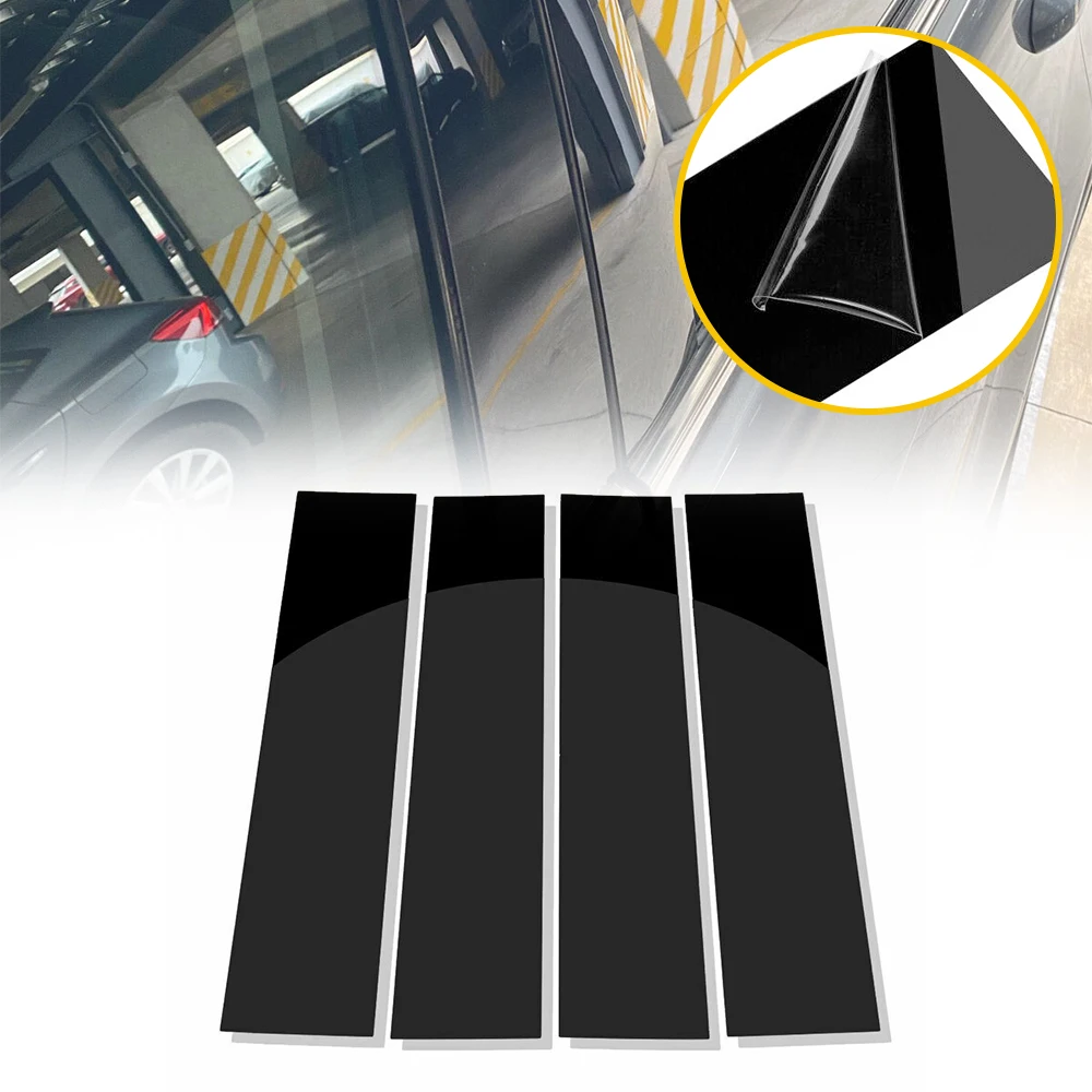 

4Pcs Car Window Pillar Posts Door Trims Cover for Ford F150 2004 2005 2006 2007 2008 2009 2010-2014 Polished Black Stickers