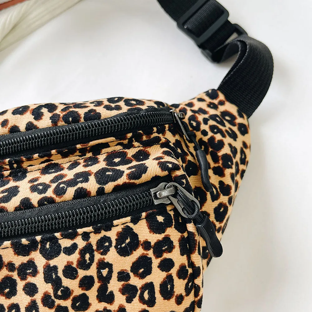 Vintage Large Capacity Chest Waist Bags Women Casual Leopard Printing Handbags