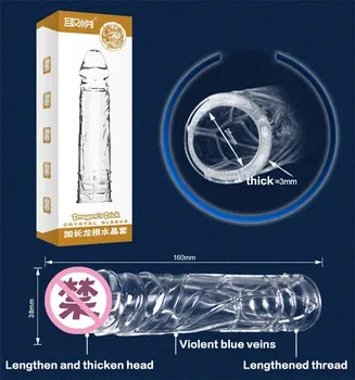 WAKEWAY 4 Types Thicken Penis Enlarge Sleeve Reusable Condom Cock Extender Delay Ejaculation Sex Toys for Men Intimate Goods 5