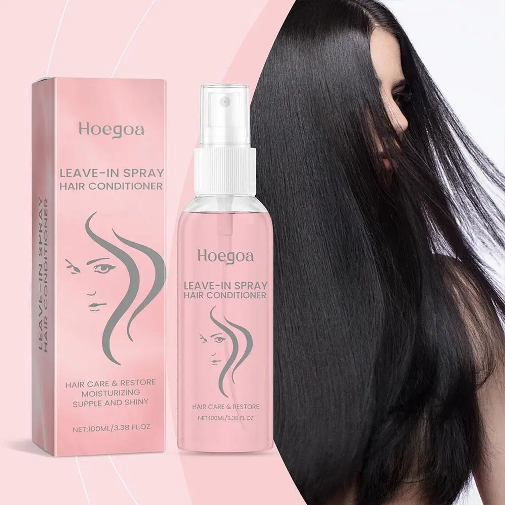100ml Leave-In Conditioner Spray Hair Mask for Damaged Hair Coconut Oil Smoothing Soft Keratin Treatment Care Pro Y8E1