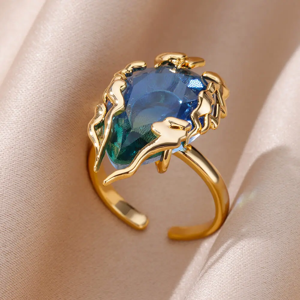 Zircon Ring Stainless Steel Adjustable Water For Women