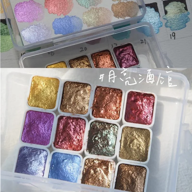 6/12/32/36pcs Nail Solid Pigment Nail Art Decor Watercolor Manicure Metallic Paint Draw Chrome Glitter Powder Flowers Nails Set nail pigment
