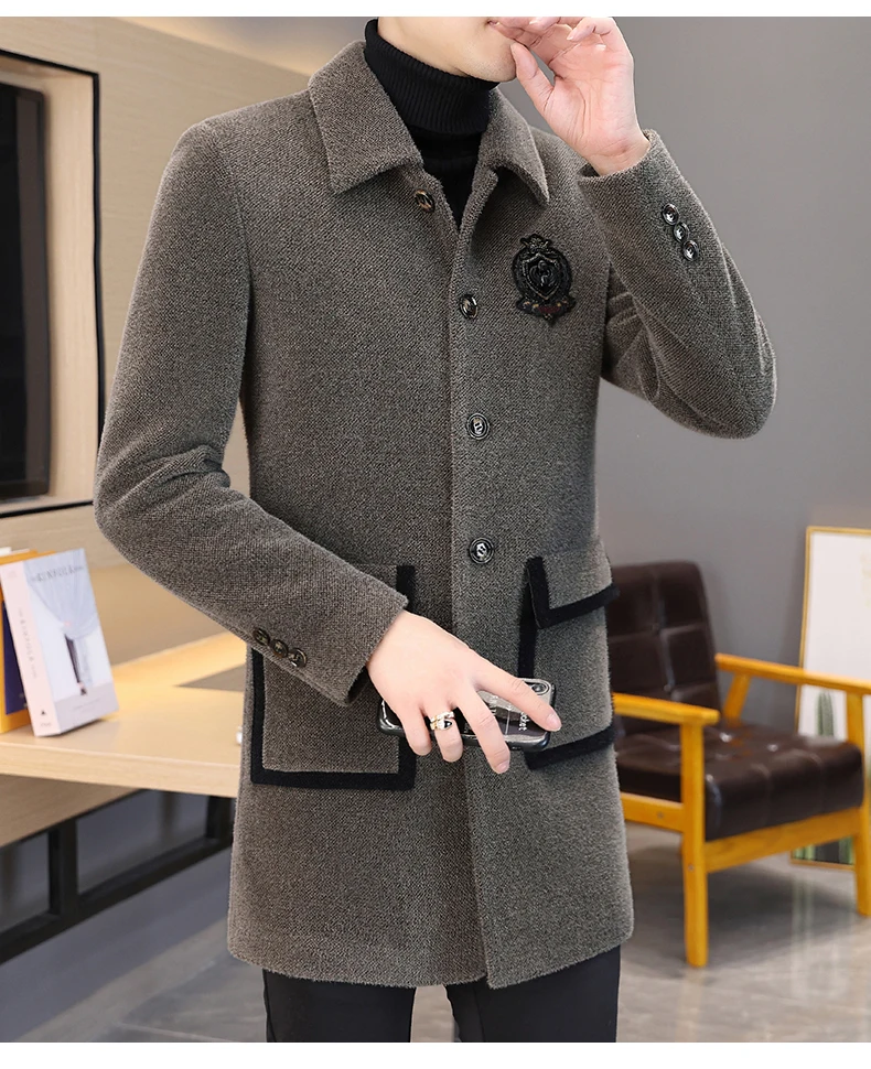 2022 Winter Imitation Mink Velvet Wool Blends Jacket Men