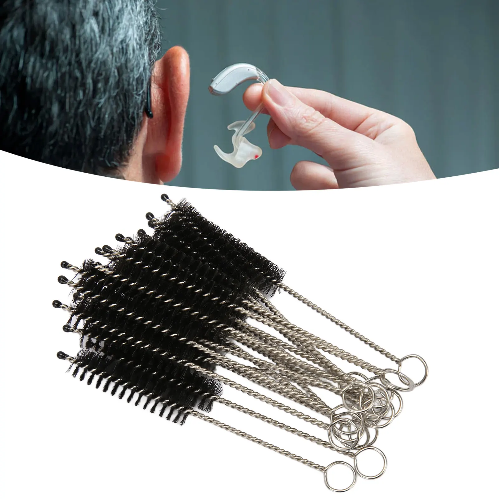 

20Pcs Hearing Aid Cleaning Brush Waterproof Reusable 8.5mm Hearing Aid Amplifier Vent Tube Cleaning Brush Tool for Headphone