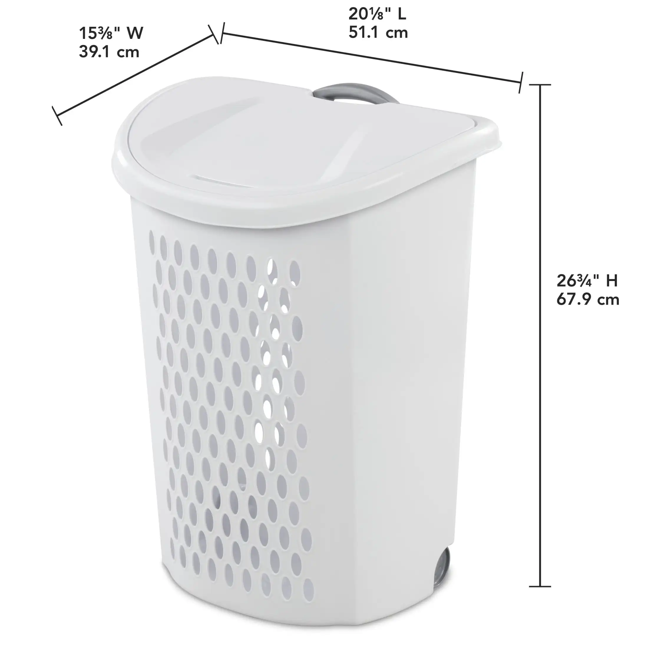 2-Pack Plastic Laundry Basket with Wheels for Dirty Clothes and Laundry Transport