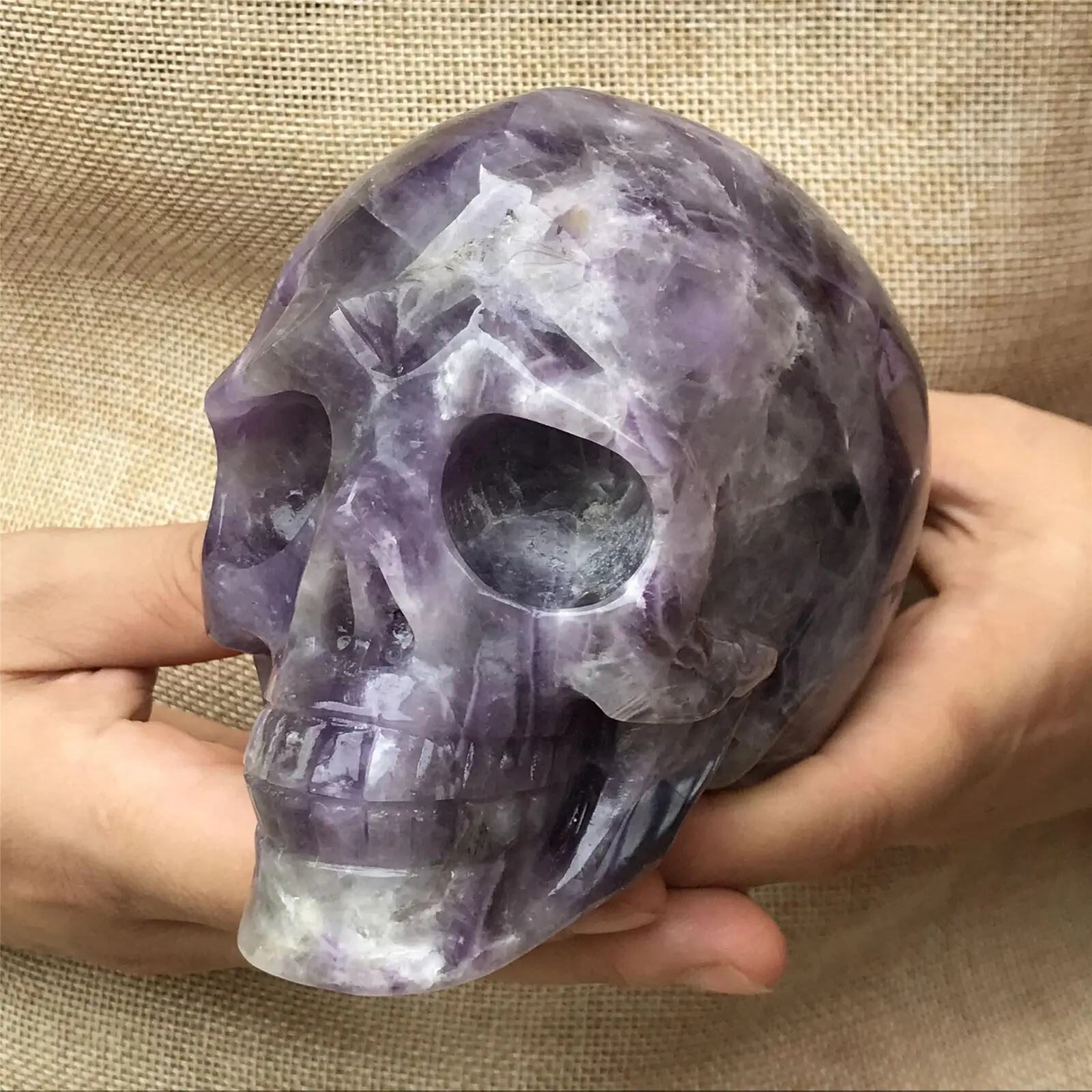 Natural Dreamy Amethyst Energy Crystal Skull Specimen Reiki Healing Gift Room Decoration 3