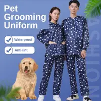 2020 Anti-Static Pet Beautician Work Clothes Apron For Dog Cat Hairdressing Grooming Pet Store Beauty Robe Dress Gown G0919 2
