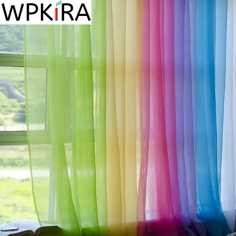 Sheer Curtains European American Style Multicolor Bay Window Living Room