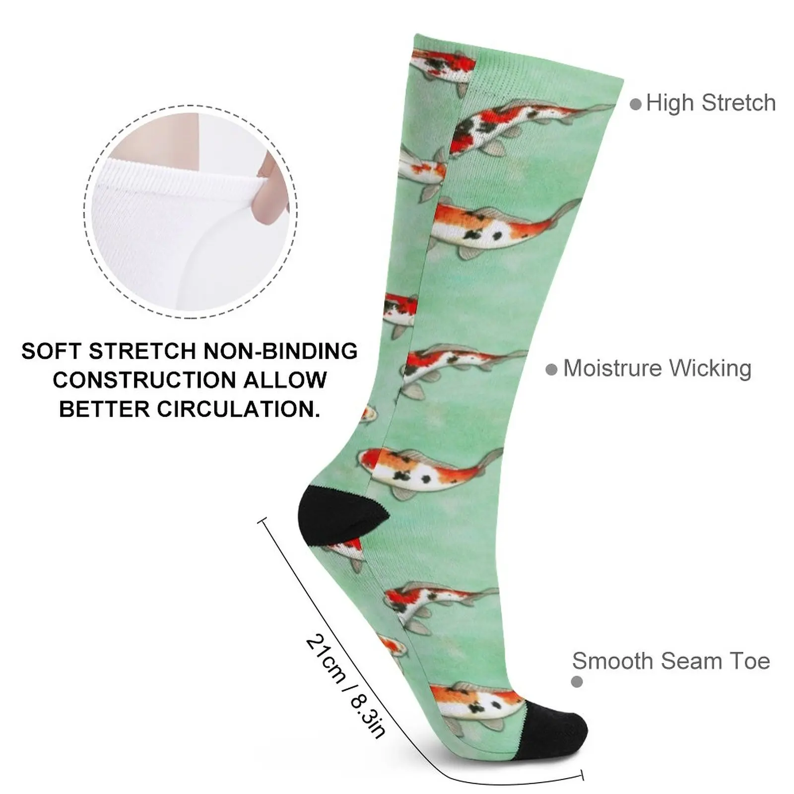 La ronde des carpes koi Socks hip hop funny sock non-slip soccer stockings