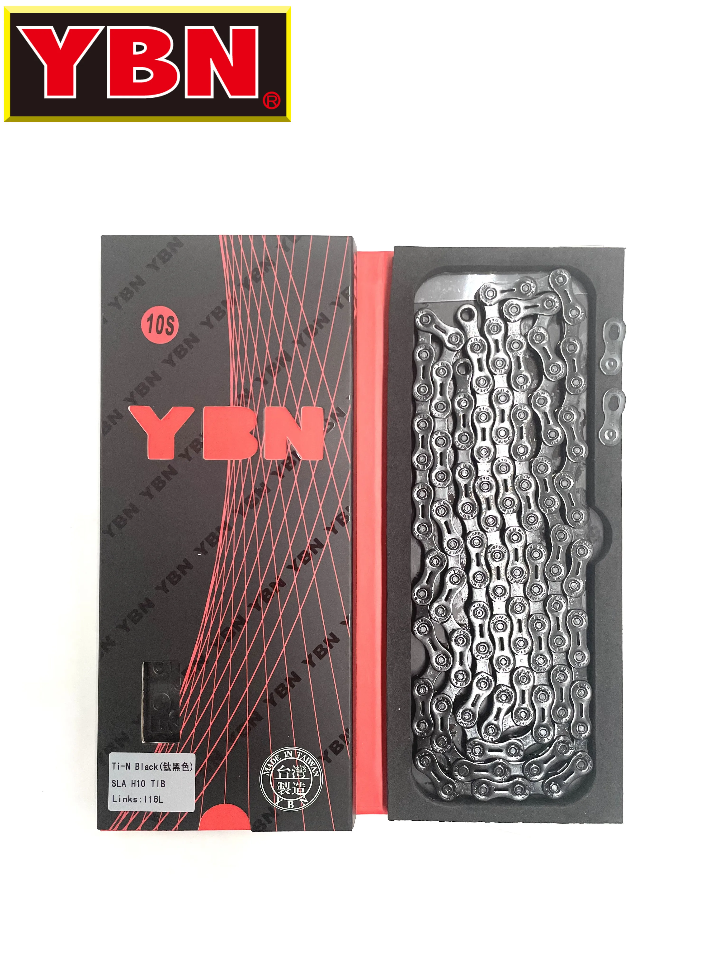 YBN Bike Chain  9 10 11 12s speed SLA Black hollow  oil slick Titanium coating MTB road bike chain for Shimano/ SRAM DLC Chain