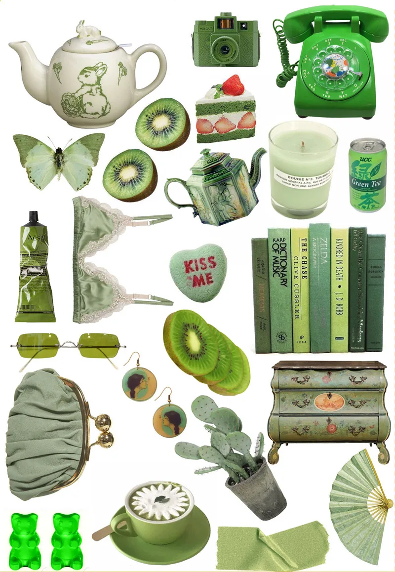 

22Pcs/Pack Green Home Furniture Dress Vintage Sticker DIY Craft Scrapbooking Album Junk Journal Decorative Stickers