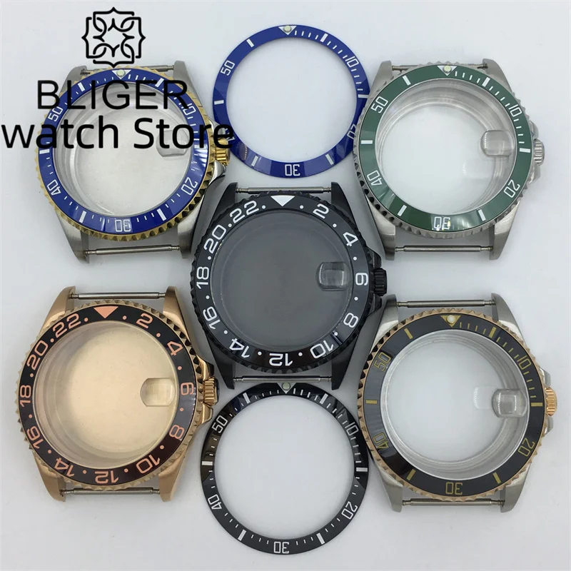 

BLIGER 38mm Case Sapphire Glass Ceramic Bezelle fits NH34 NH35 NH36 ETA2824 2836 Pearl DG Miyota82 Series PT5000 movement