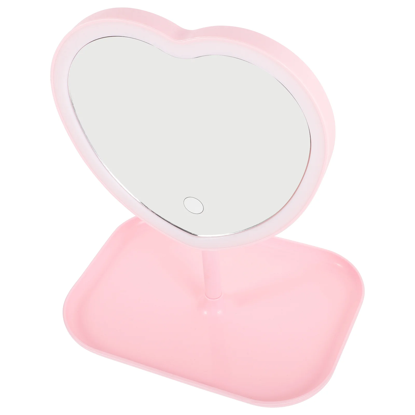

with Base Desktop Love Mirror Beauty Makeup USB Rechargeable LED Light (love Pink) Mirrors Abs