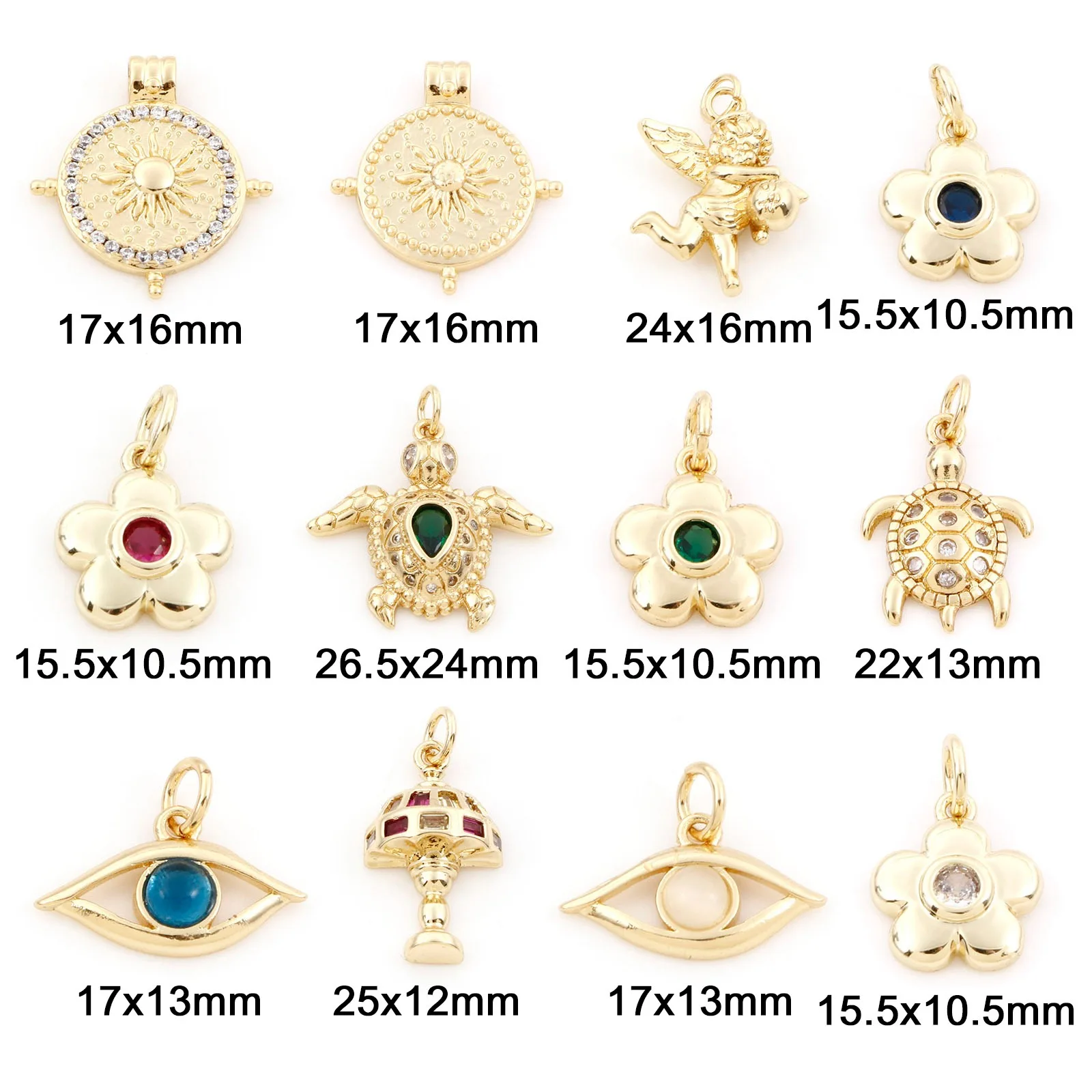 1pc Kupfer Charms Gold Farbe Meeres schildkröte Tier Blume Metall Anhänger DIY Halskette Armbänder Frauen Party Schmuck Geschenke Ergebnisse – Detail 1