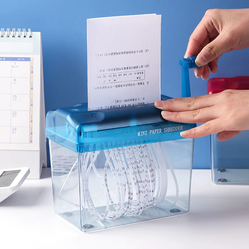 Mini Manual Paper Shredder A6 Office Document Destroyer Receipts Tickets Thick Cardstock Cutting Machine 18x15x10.5cm