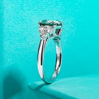 AnuJewel 3ct Round Cut Blue Green Color Moissanite Engagement Ring