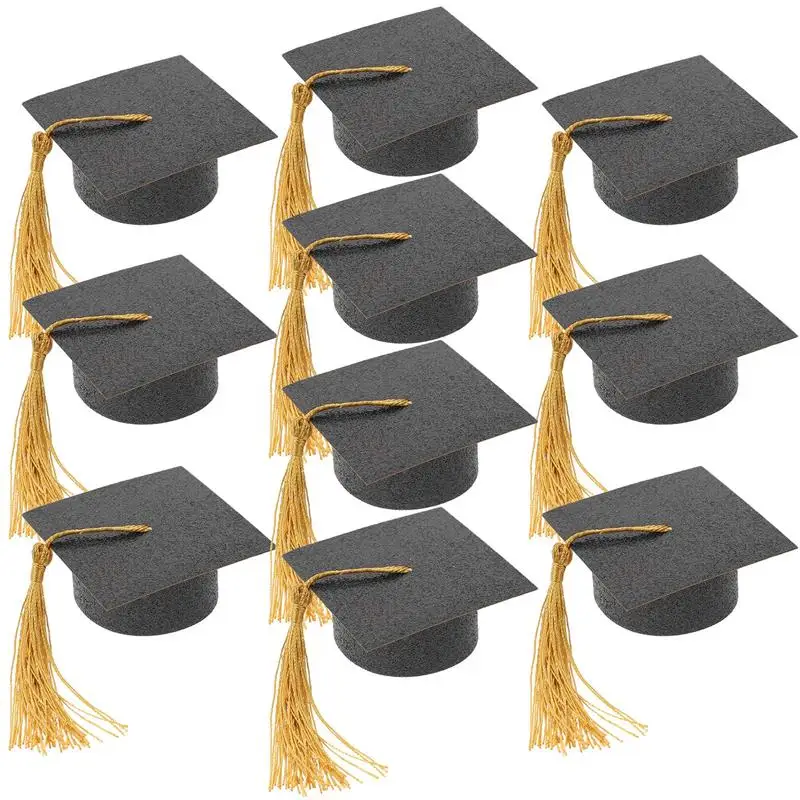 10pcs Mini Graduation Hat Goblet Cover Graduation Hat Graduation Party Goblet Tassel Hat Decor Suit Goblet Cover Hat Cup Caps