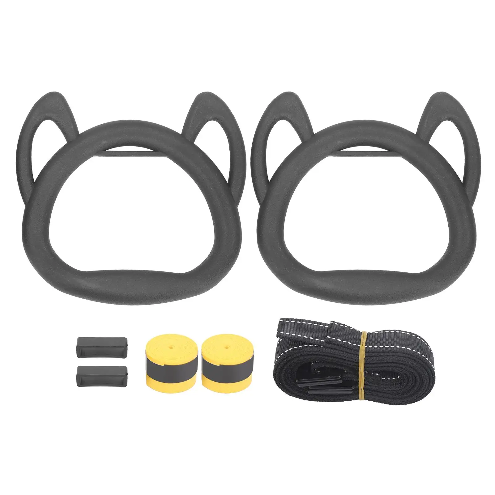 Adjustable Kids Gymnastics Rings w/ Heavy-Duty Straps & Hand Tapes-Fitness Equipment for Children's Pull-Ups & Strength