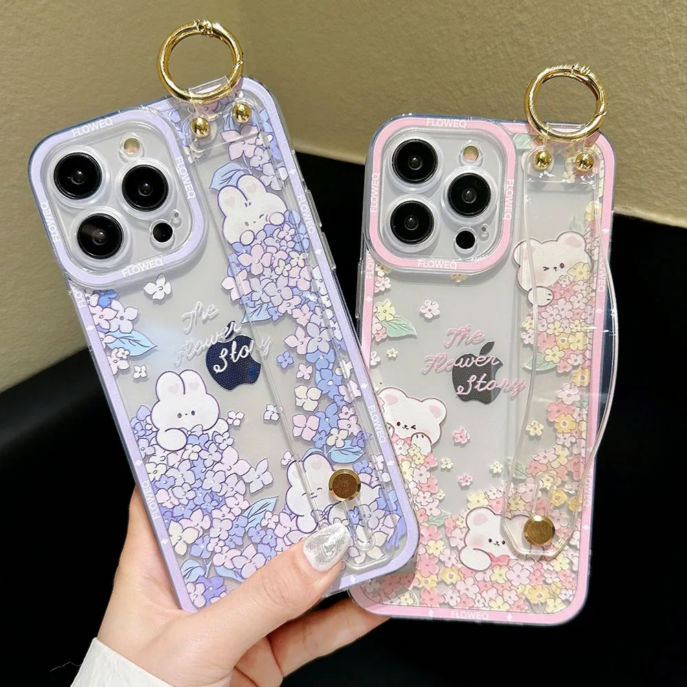 SoCouple Animal-Themed Wrist Strap Holder Case with Bear and Rabbit Design