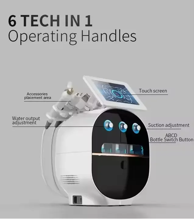 6 In 1 H2O2 Hydro Dermabrasion RF Lifting Spa Facial Hydro Facial Dermabrasion Machine Bubble Deep Cleansing Salon Machine