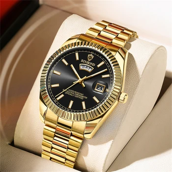 BINBOND B7033 Mens Fashion Business Sports Quartz Watch 30M Waterproof Luminous Classic Calendar Creative Clock Mens Wristwatch