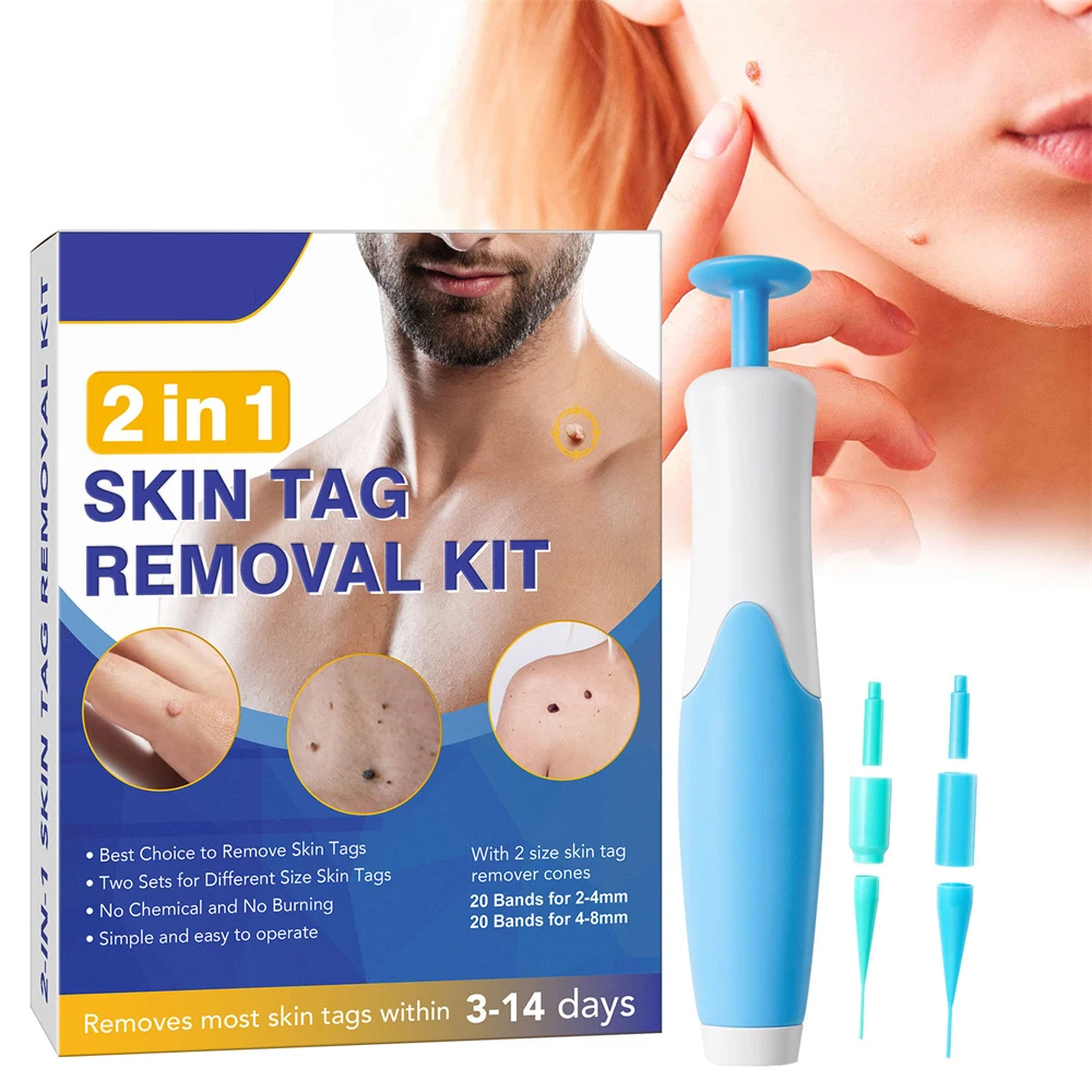 2 In1 Painless Auto Skin Tag Mole Wart Removal Kit Cleaning Tools Face Skin Care Body Wart Dot Treatments Remover Beauty Health