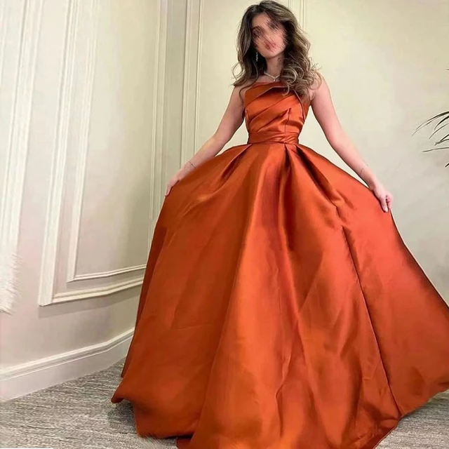 Orange Beaded Lace Satin Feather Mermaid Prom Gown - Xdressy