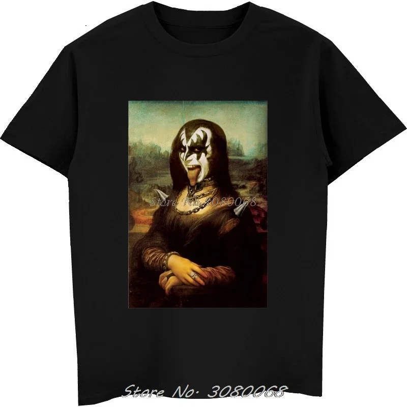 Mona Lisa Kiss T-Shirt New Creatures Destroyer Neon Rock Love Face Gene Gun T-Shirt Fashion Men Tees