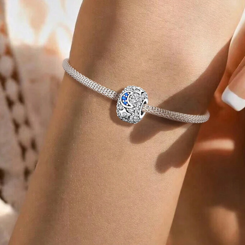 925 Sterling Silver Snow Mountain Scenery Starry Sky Charms Beads Fit Original  Bracelet Bangle High Quality DIY Jewelry