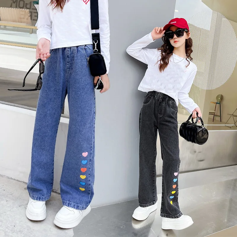 

Jeans For Girls Heart Pattern Kids Jeans Girls Spring Autumn Jeans For Kids Casual Children's Jeans Clothes 6 8 10 12 14 16 Year