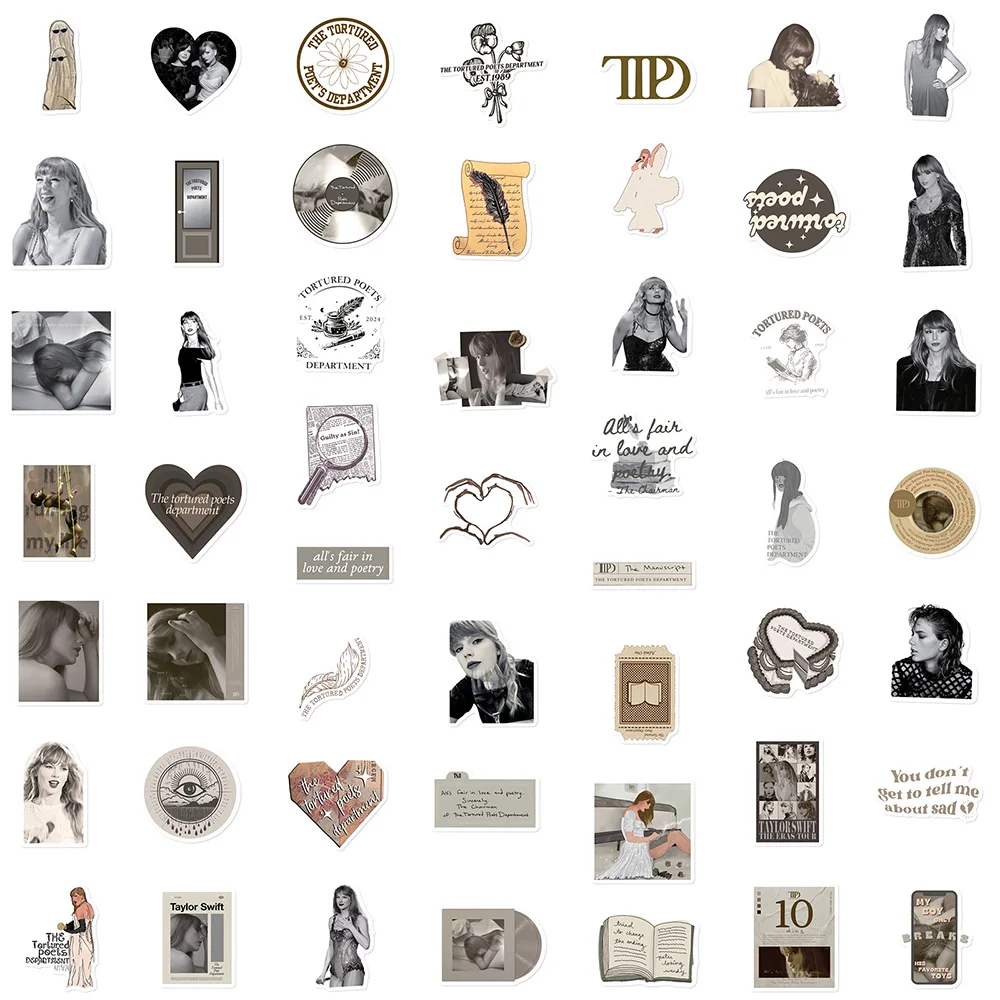 10/30/50/100PCS TTPD allison Swift Taylor Stickers Hot Singer Girls Sticker Laptop Skateboard bagagli Wall decalcomanie impermeabili fai da te