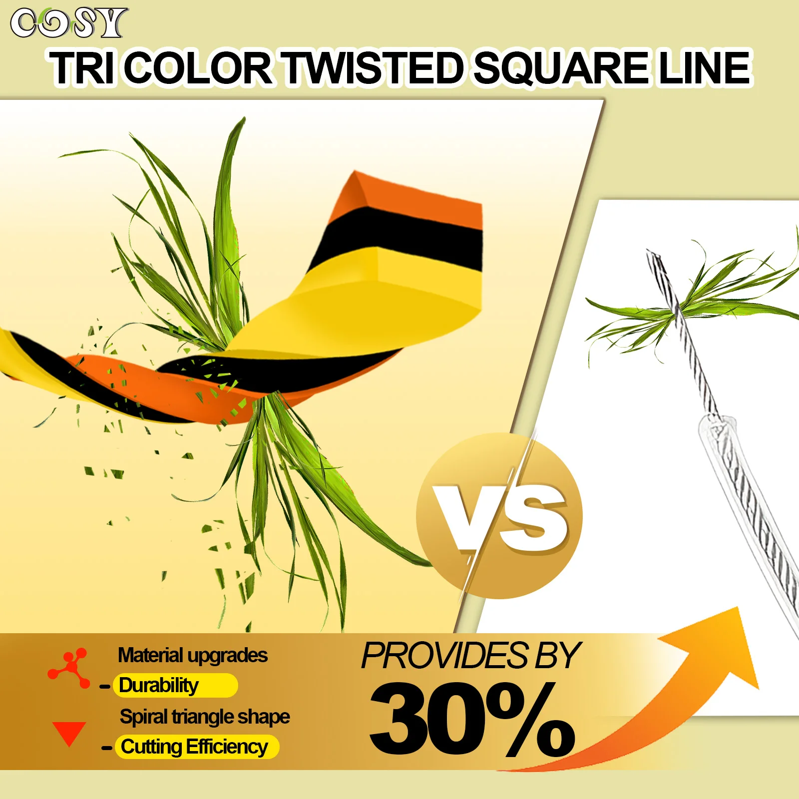 1.6mm/2.0mm/2.4m/2.7mm*1LB Tricolor Spiral Weed String General Trimmer Line Brush Cutter Thread Trimmer Line