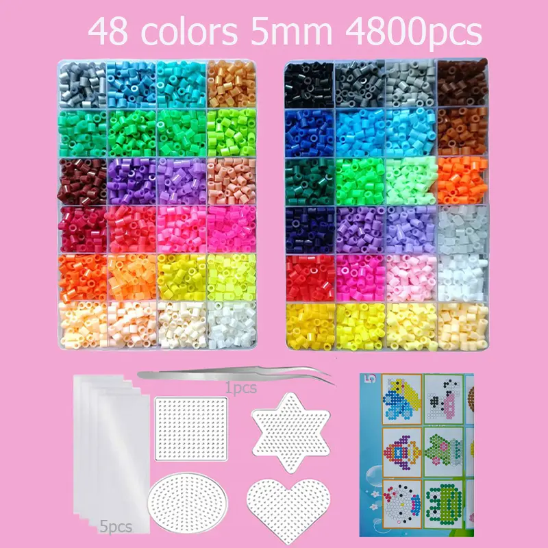 Hama Beads Box Embalagem Thermal mosaic Ferro Educação Beads, Ironing beads Fuse Beads Brinquedo DIY, 24 48 72 Cores 2.6MM 5MM - Image 10