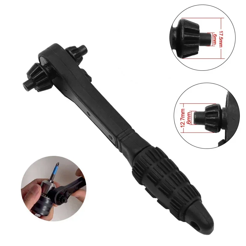 2 in 1 Double Head Ratchet Wrench Rust Resistant Anti Slip Drill Chuck Combination Key for Tightening Loosening Tool Accessories