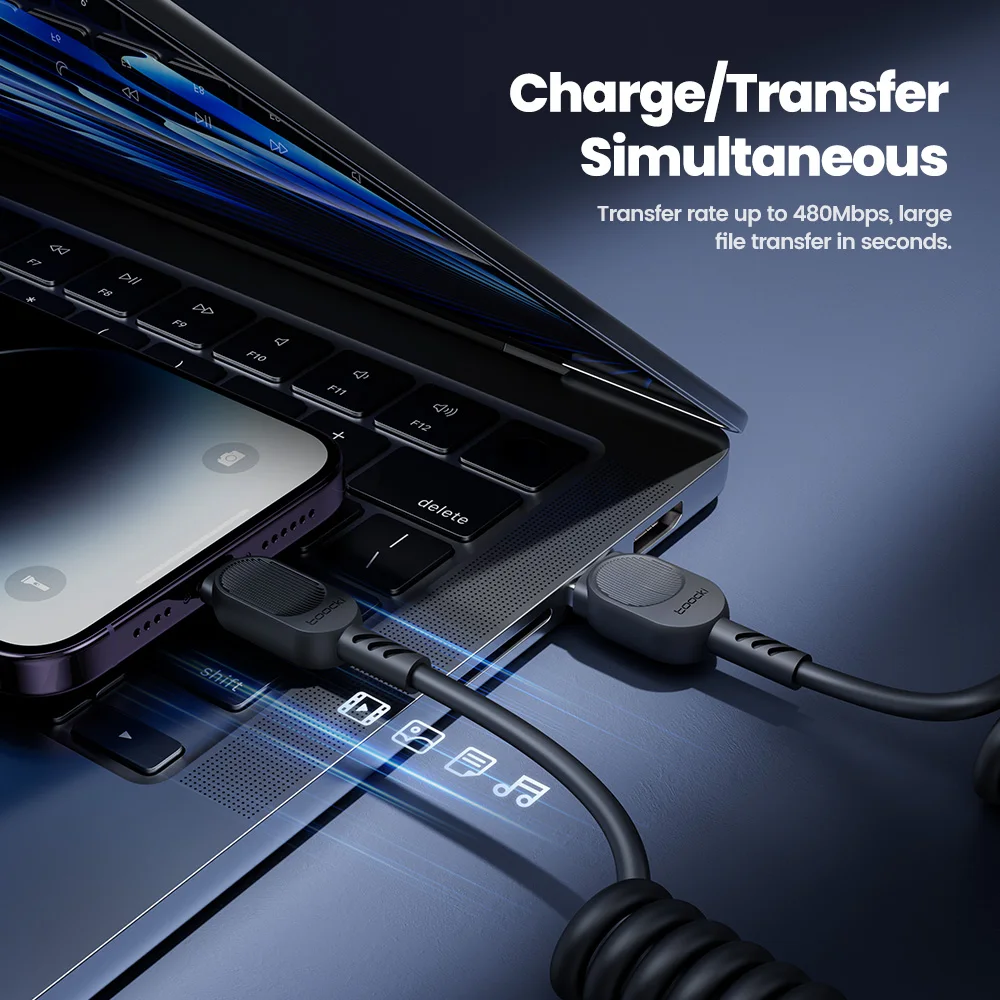 Retractable Fast Charging USB C to Lightning Cable