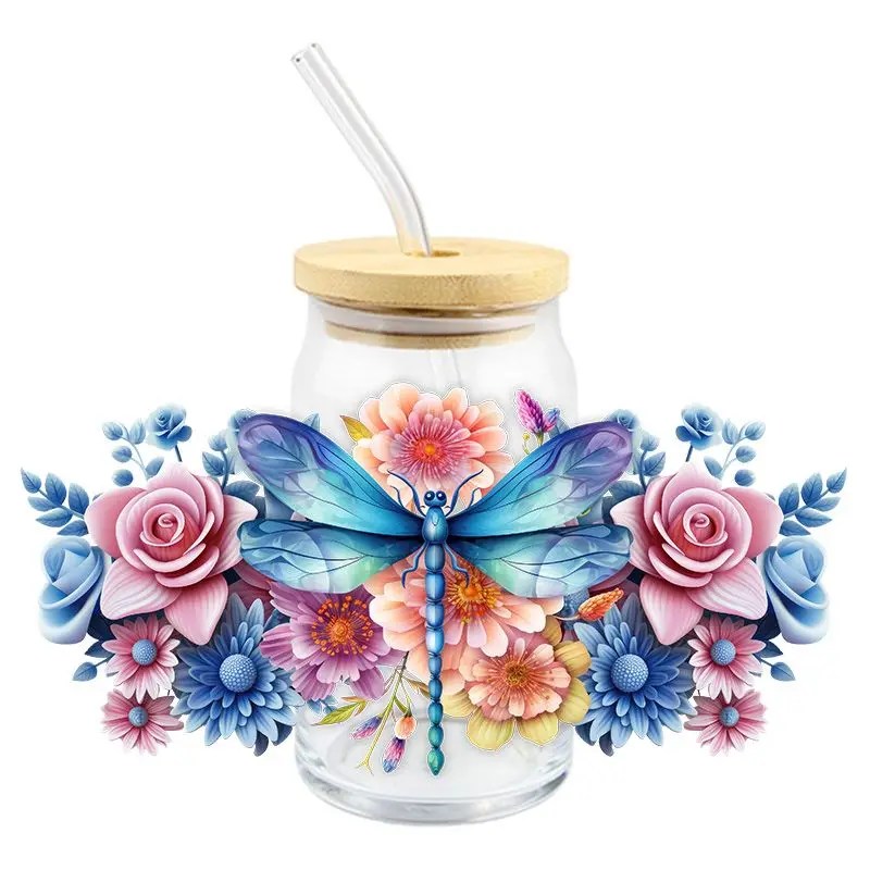 Beautiful Dragonfly UV DTF Wrap Transfer Stickers DIY Waterproof Design DTF Wrap For Glasses Cups Bottles Sticker 3d stickers 3d wall stickers uv dtf wrap transfer
