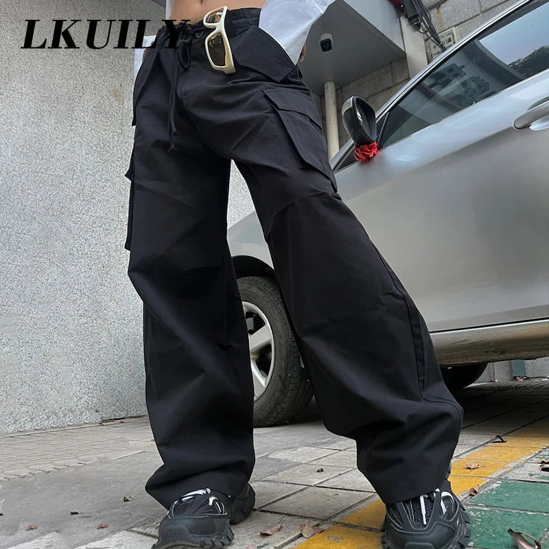 Vintage Parachute Pants Women Pants Oversize Drawstring Baggy Trousers