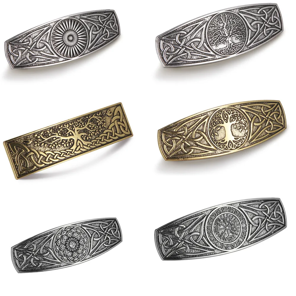 Retro Vikings Celtics Knot Hairpin Women Silver Color Metal Irish Hindu Symbol Hair Decor Barrette Long Hair Design Female Jewel jewelry accessories hair accessory