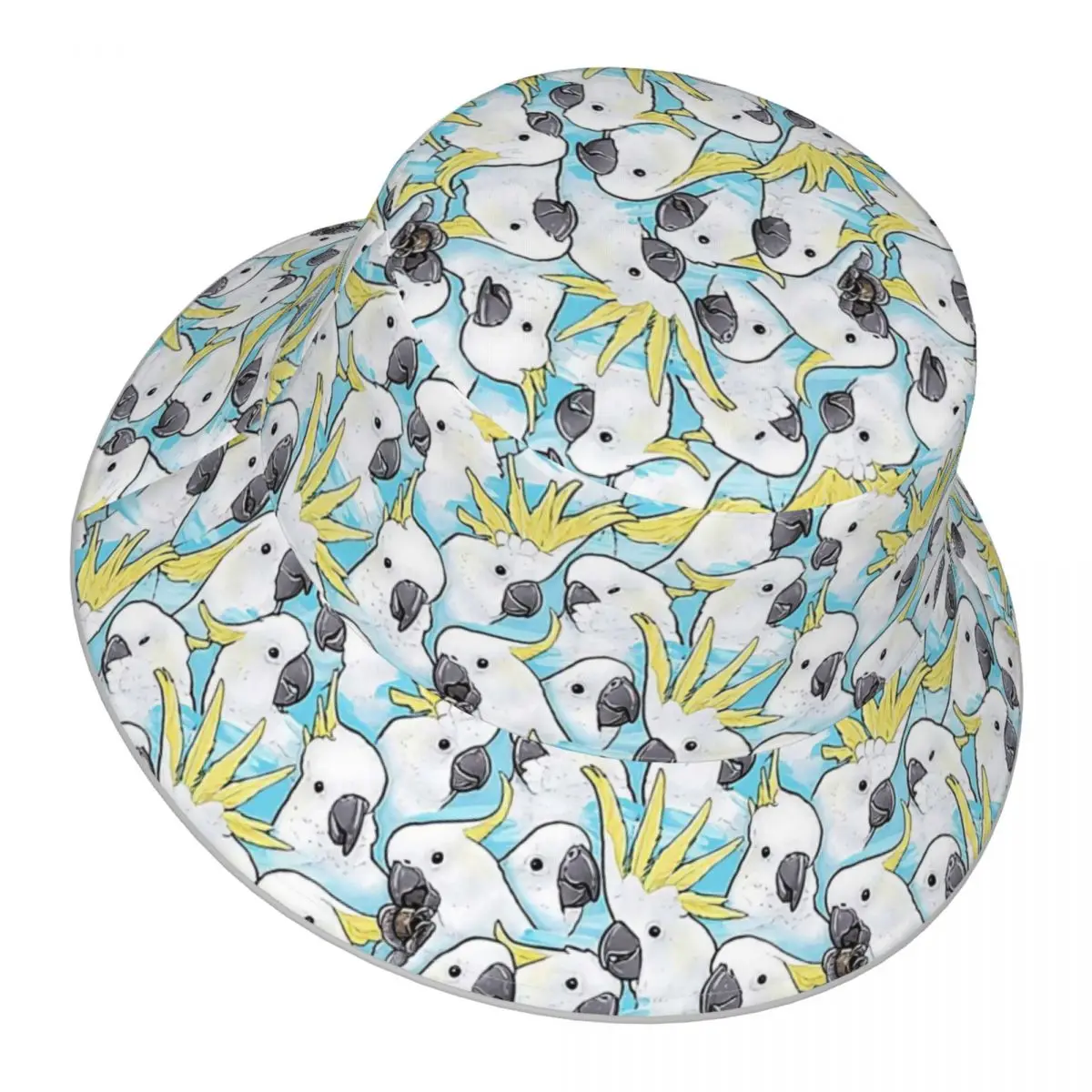 

Sulfur Crested Cockatoo reflective Bucket Hat Men Women Bucket Hat Outdoor Sunscreen Beach Hat Sun Hiking Fishing Cap