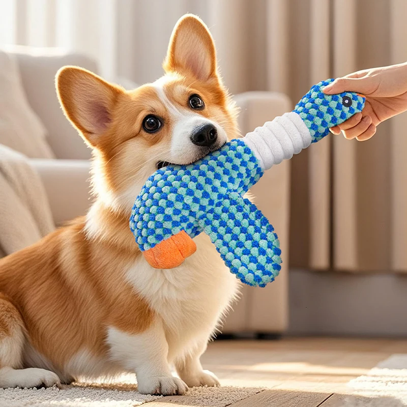 Plush Goose Dog Toy - Chew  Squeak Toy for Small to Large Dogs and Cats