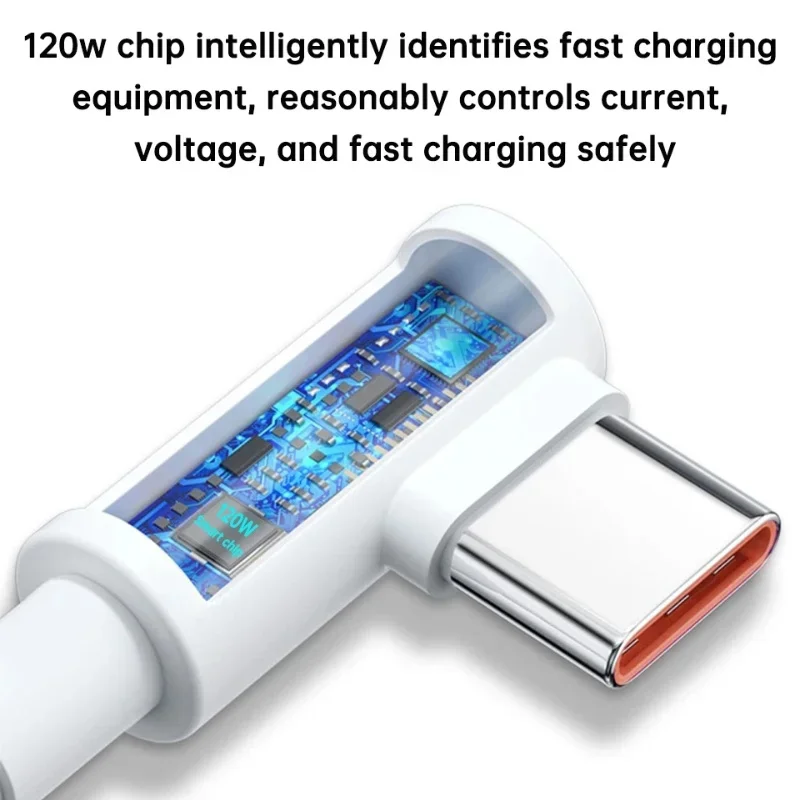 USB C Type C 67W L Bend Data Cord Fast Charging 120W Original 90 Degree Date Line 1M/1.8M 6A Elbow Fast Charging Cable