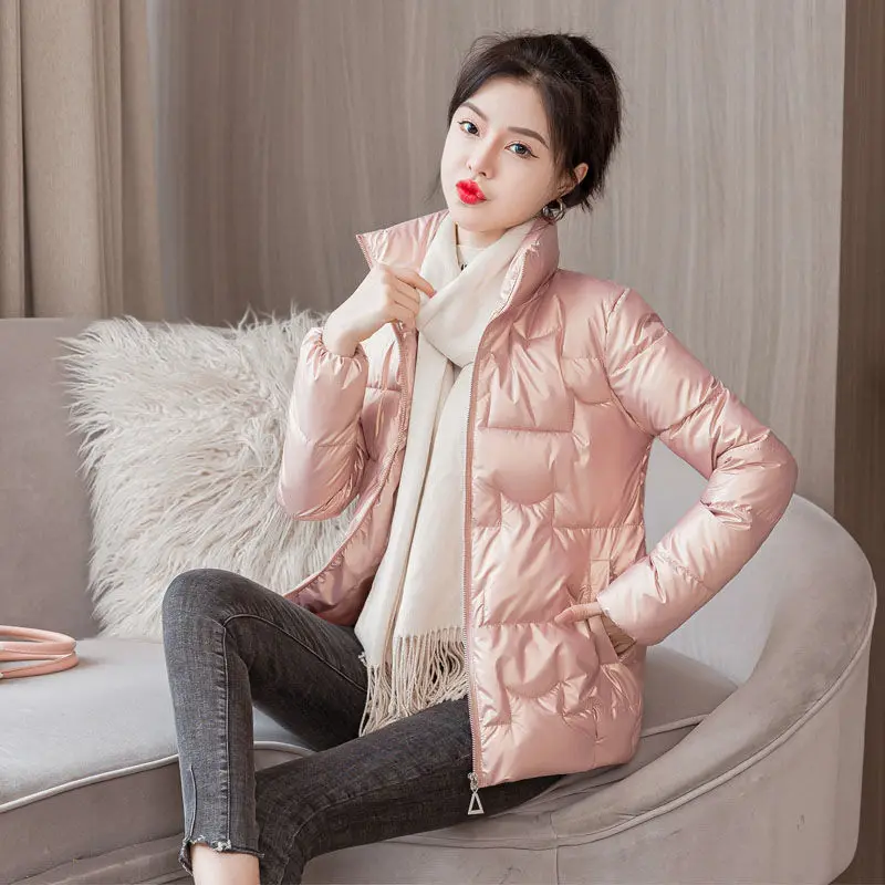 

Winter Coat Womens Glossy Cotton Padded Jacket Warmth Parka Jacket Free Shipping Mid Length Top Wholesale Plus Size Loose New