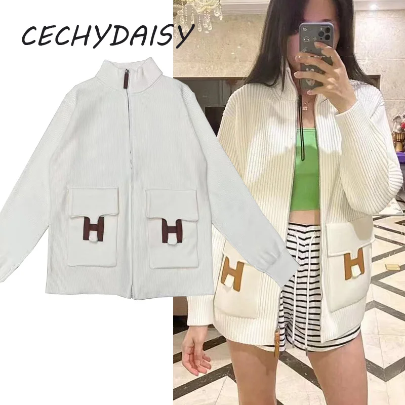 

Knitted Cardigans Women Autumn Winter 2022 Zipper Designer Fashion Pocket Casual Korean Fashion High Street Traf Tops pulls Ropa
