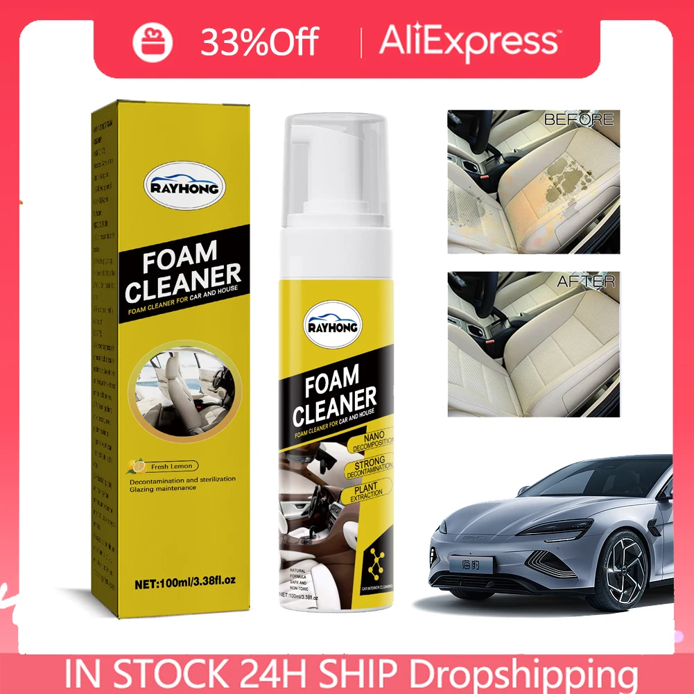 All Purpose Car Upholstery Cleaner Car Seat Roof Dashboard Auto Detail  Liquid Cleaner Leather Flannel Water-free Cleaning Tools - Paint Care -  AliExpress