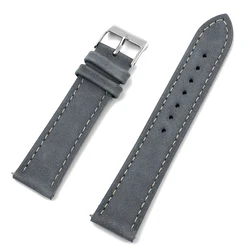 Elegant Vintage Nubuck Leather Watchband - Universal Quick Release Strap - 20mm (Gray)