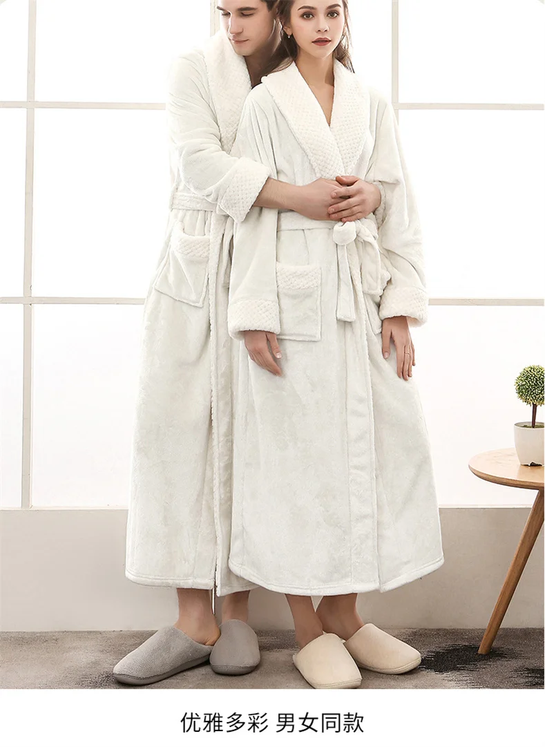 Plush Flannel Bathrobe for Women Long, Warm, Winter Night Robe 46